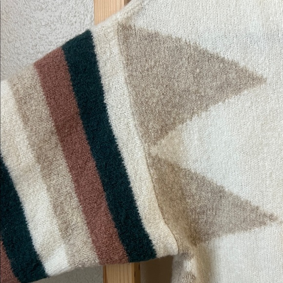 Madewell Geometric Striped Sweater - Cream, Green, Brown - Picture 4 of 4